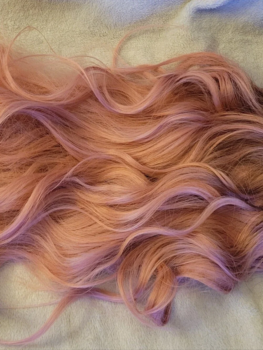 Balayage Synthetic Long Wavy Pink Ombre Women's Wig with Bangs